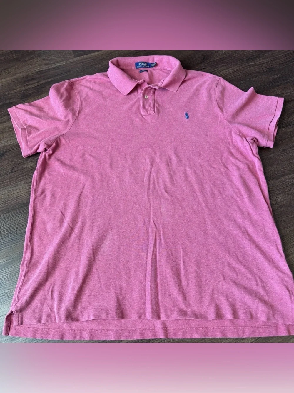 Polo by Ralph Lauren Men's Heather Pink Polo with Navy Pony